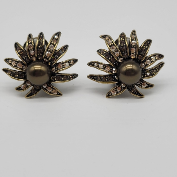 Heidi Daus Smokey Quartz Swarovski Crystal + Chocolate Pearl Necklace + Earrings - Picture 6 of 8